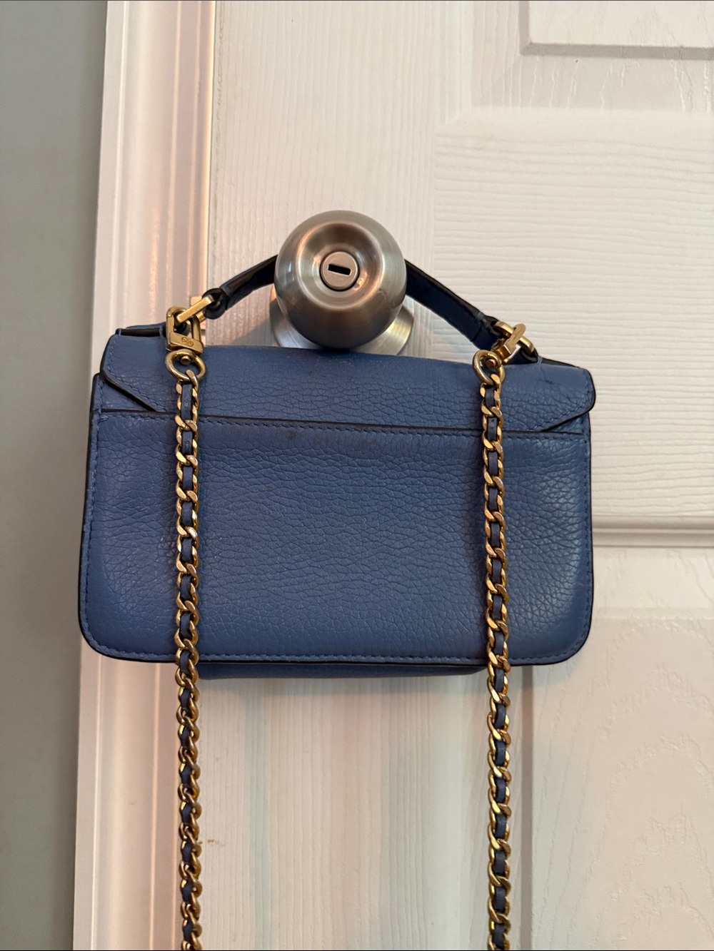 Authentic Tory Burch Blue Leather Britton Top-Handle Crossbody - Picture 3 of 6